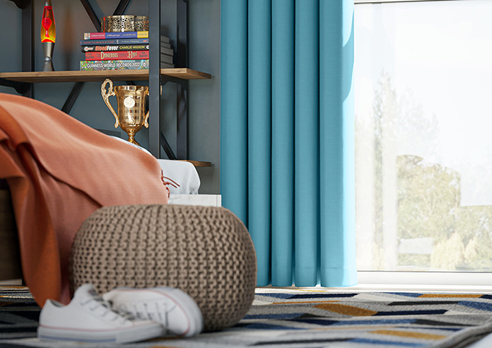 Kyoto Faux Silk, Azure - Made to Measure Curtains - Image 5